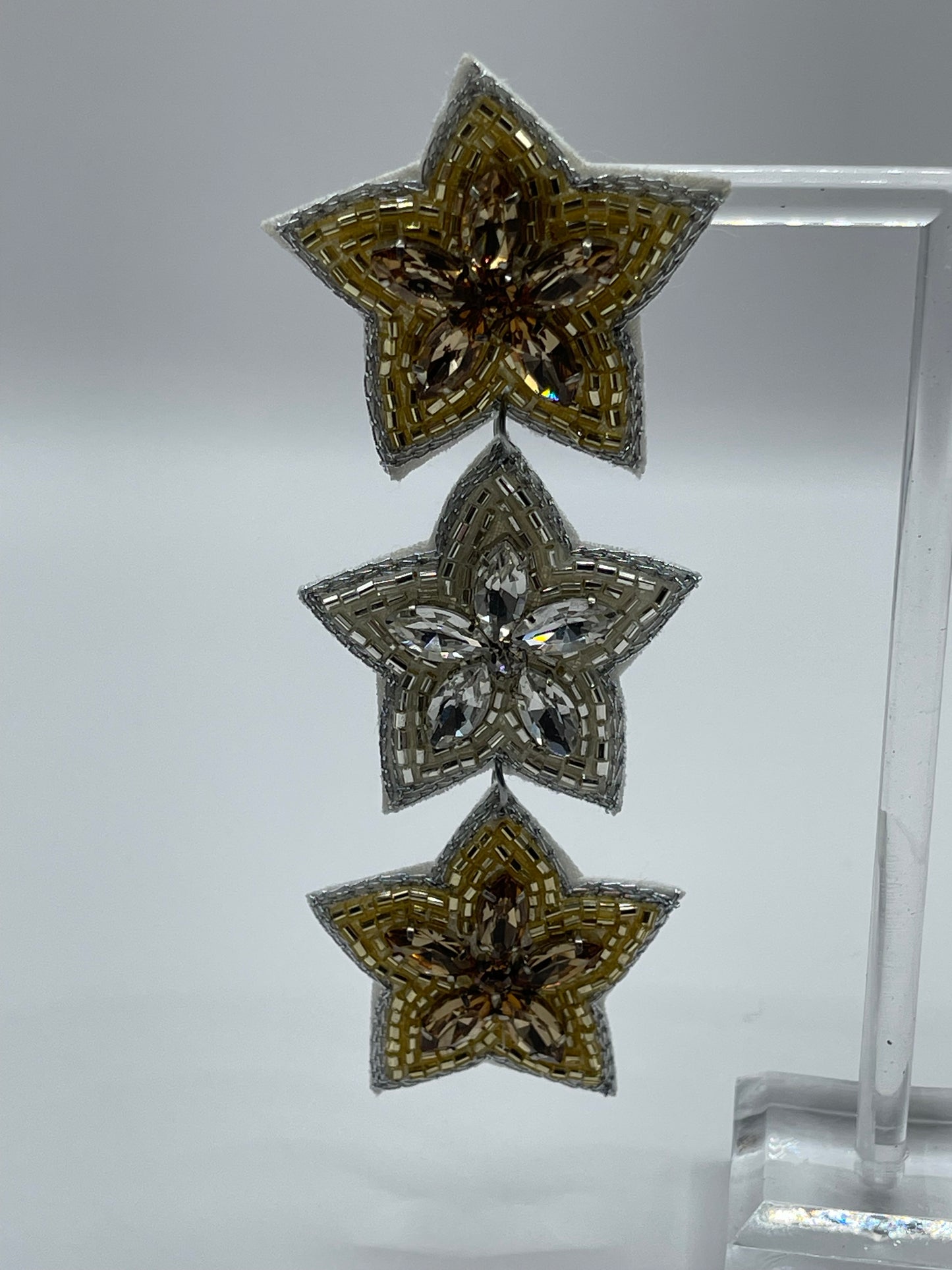 Gold and Silver Star Dangle Earrings - MBA Exclusive