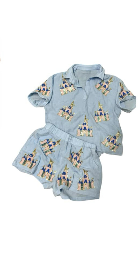 ADULT Sequin Castle SHORTS with pockets