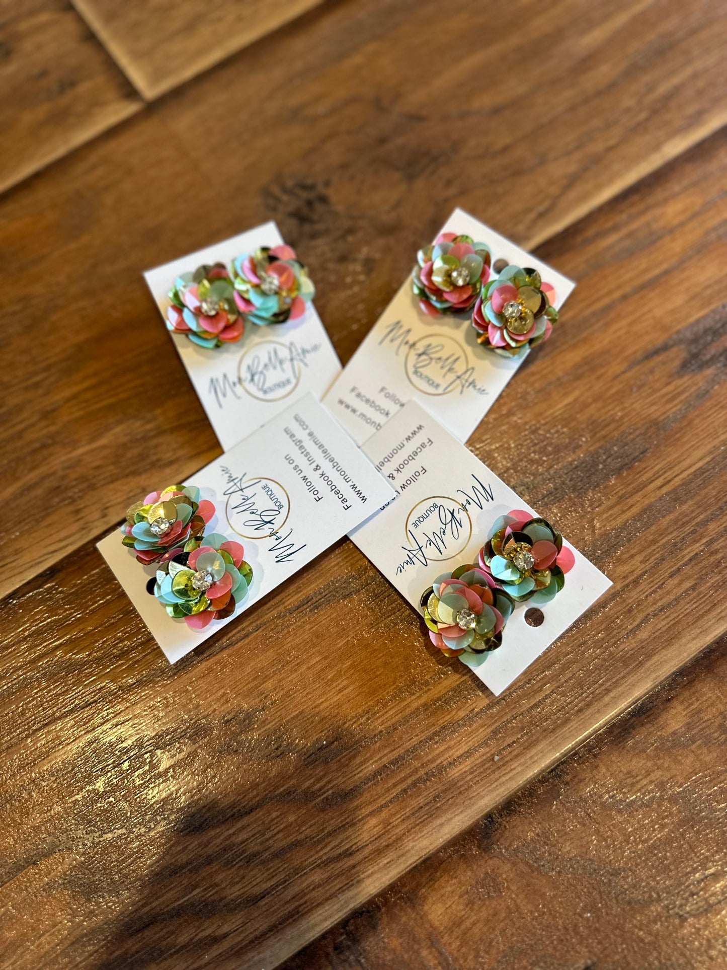 Spring Sequin Flower Stud Earrings