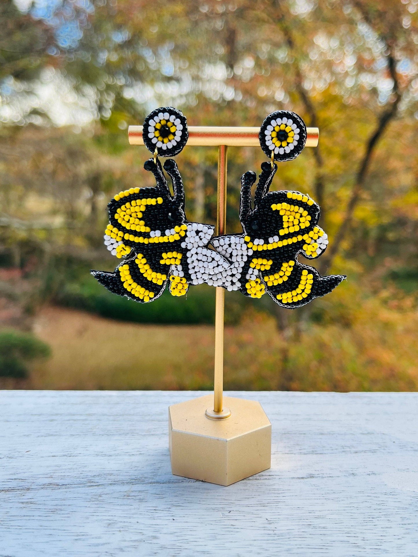 Bee Beaded Statement Earrings