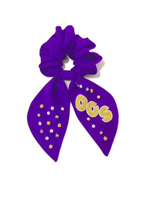 Purple OCS Beaded Rhinestone Scrunchie