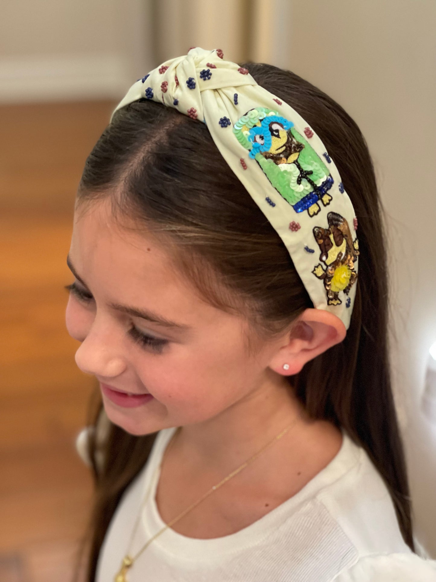 Little Blue Dog Beaded Headband