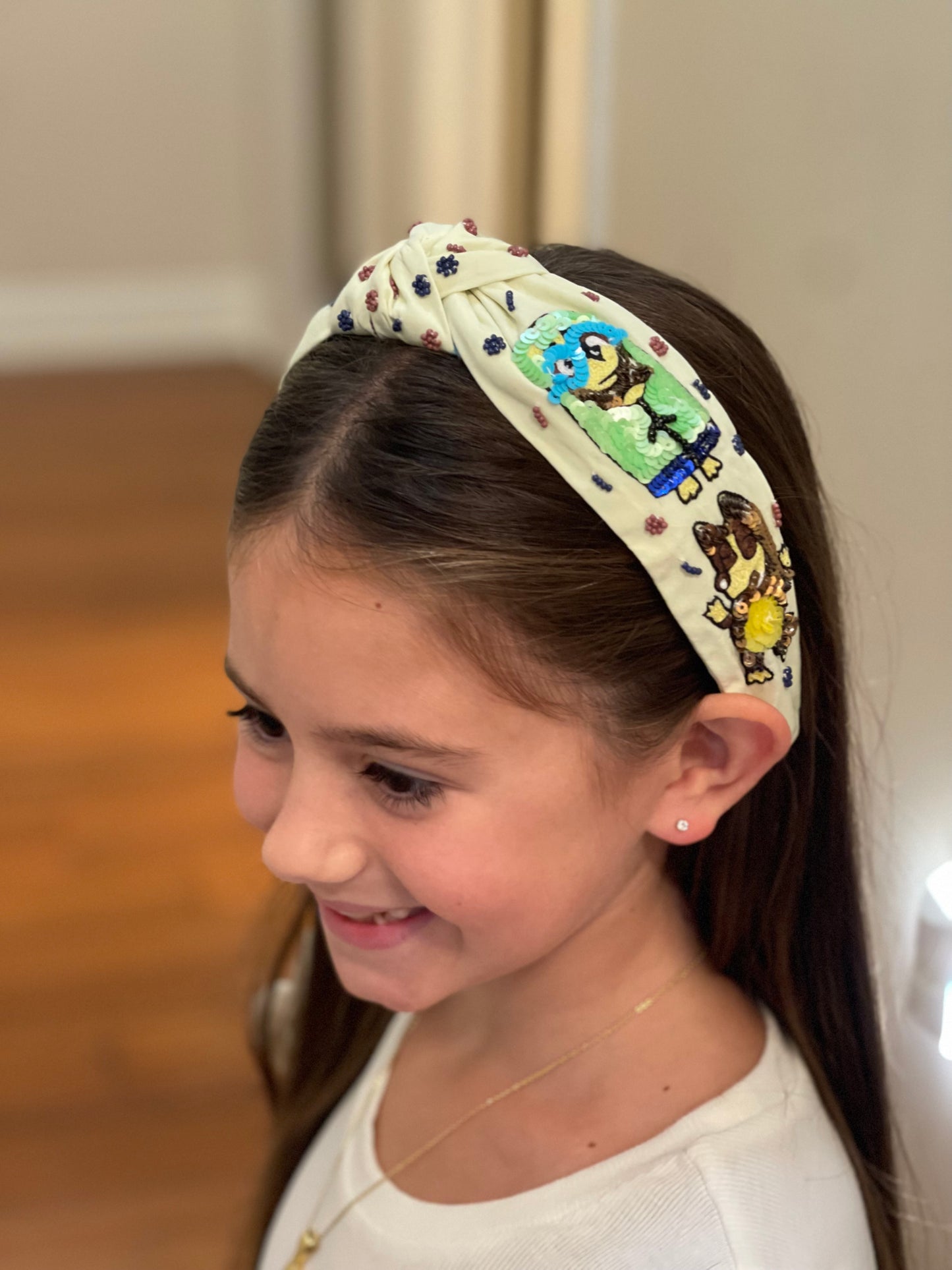 Little Blue Dog Beaded Headband