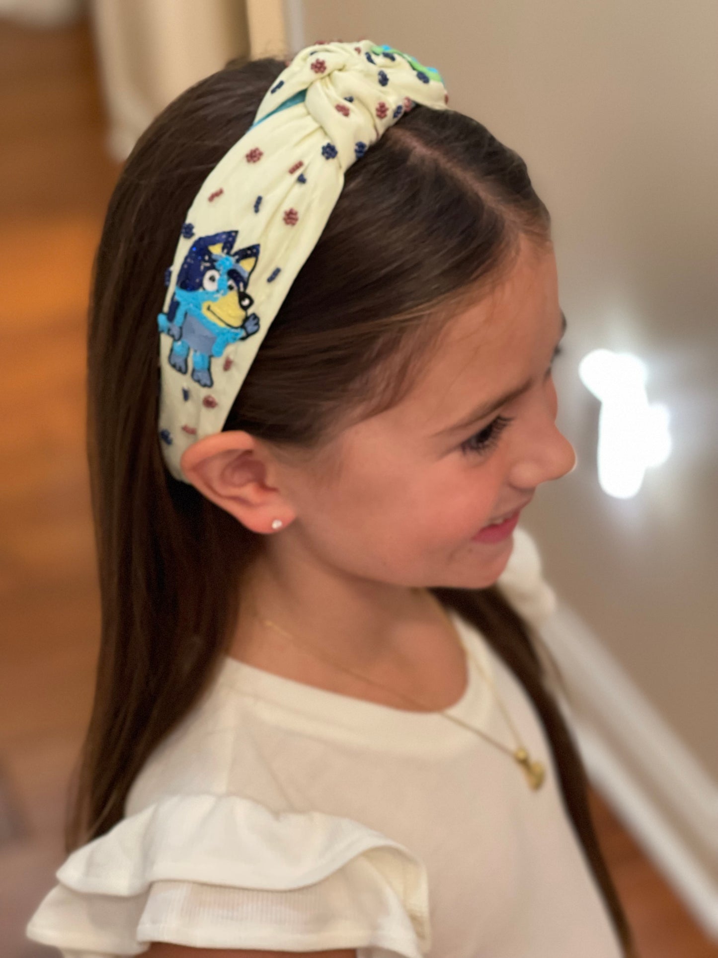 Little Blue Dog Beaded Headband