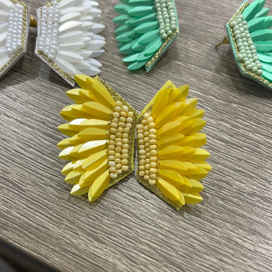 Yellow Wing Stud Earrings
