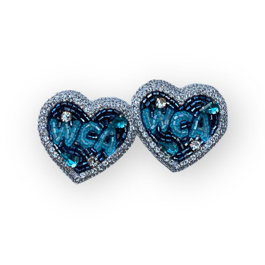 WCA Heart Shaped Beaded and Jeweled Stud Earrings