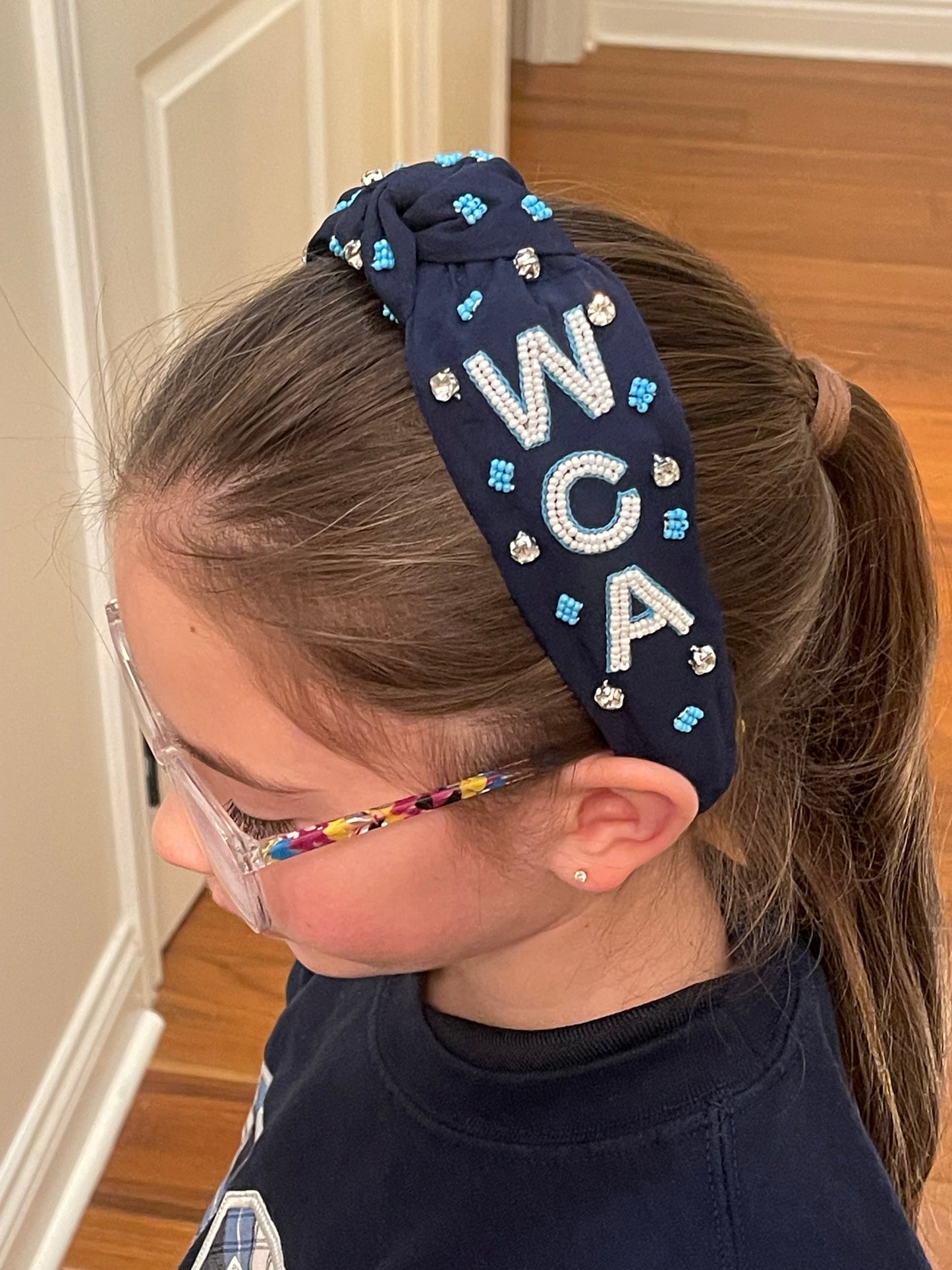 Navy WCA Beaded Headband