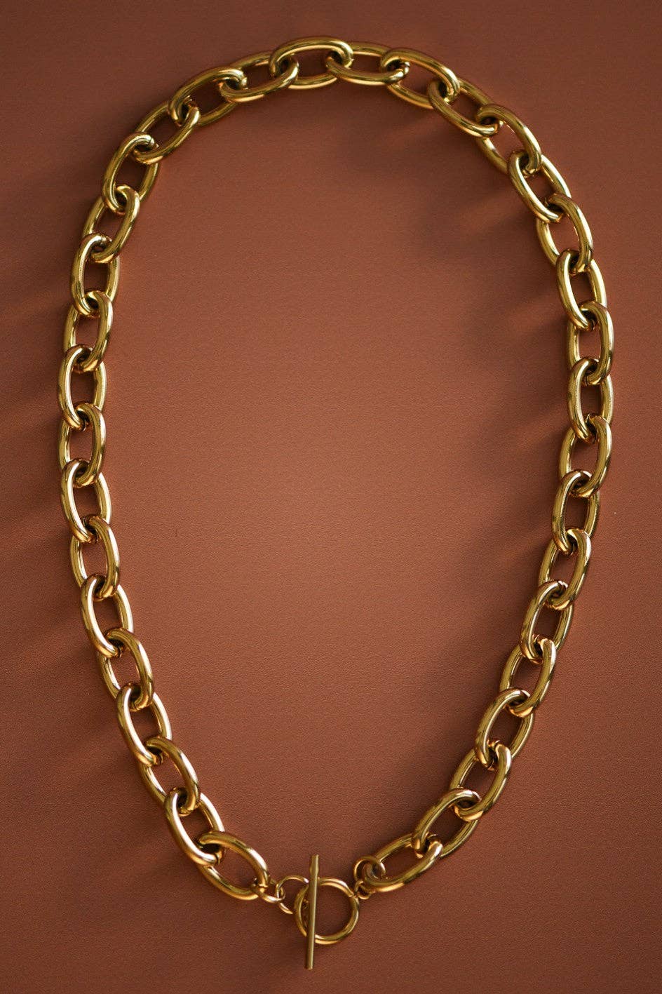18K Gold PVD Plated Waterproof Stainless Steel Chain Necklace - 7209: S0OX3T7209 Smooth Chain