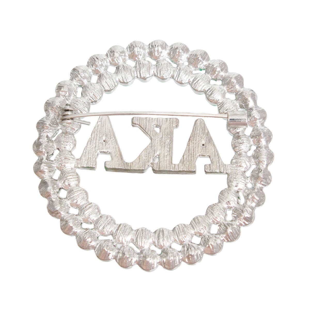 Brooch Pink Green AKA Round Pin for Women: Pink and Green / Rhodium / 2 inches