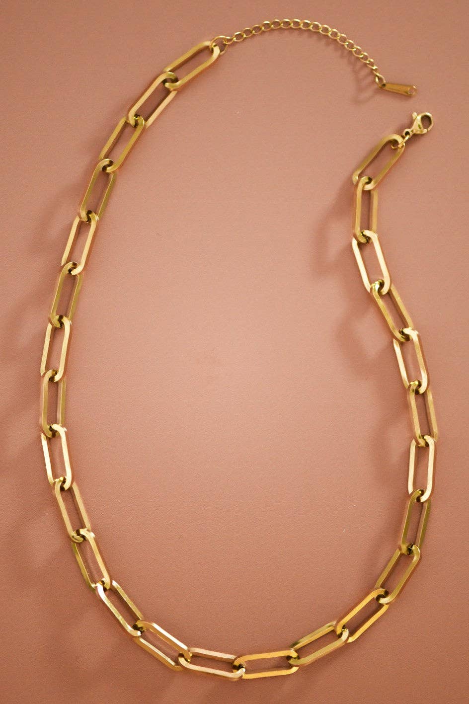18K Gold PVD Plated Stainless Steel Link Chain Necklace - 7354: S0OX3T7354 Gold