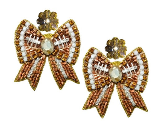 Football Bow Dangle Earrings