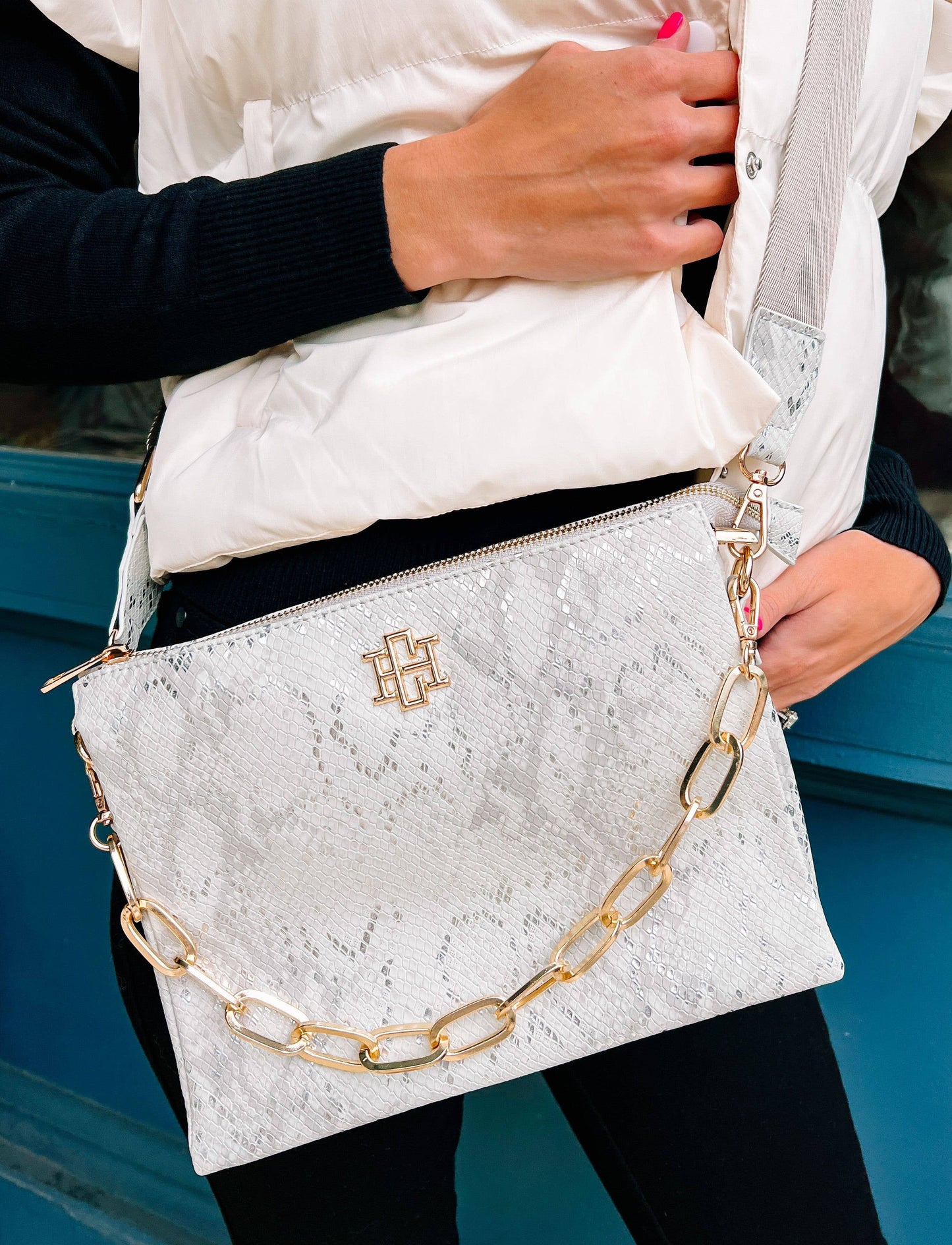 Ariana Quilted Crossbody METALLIC GRAY