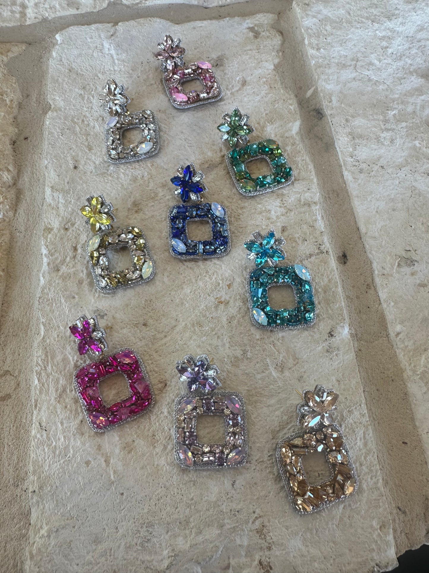 Aurora Clear Gem Dangle Earrings