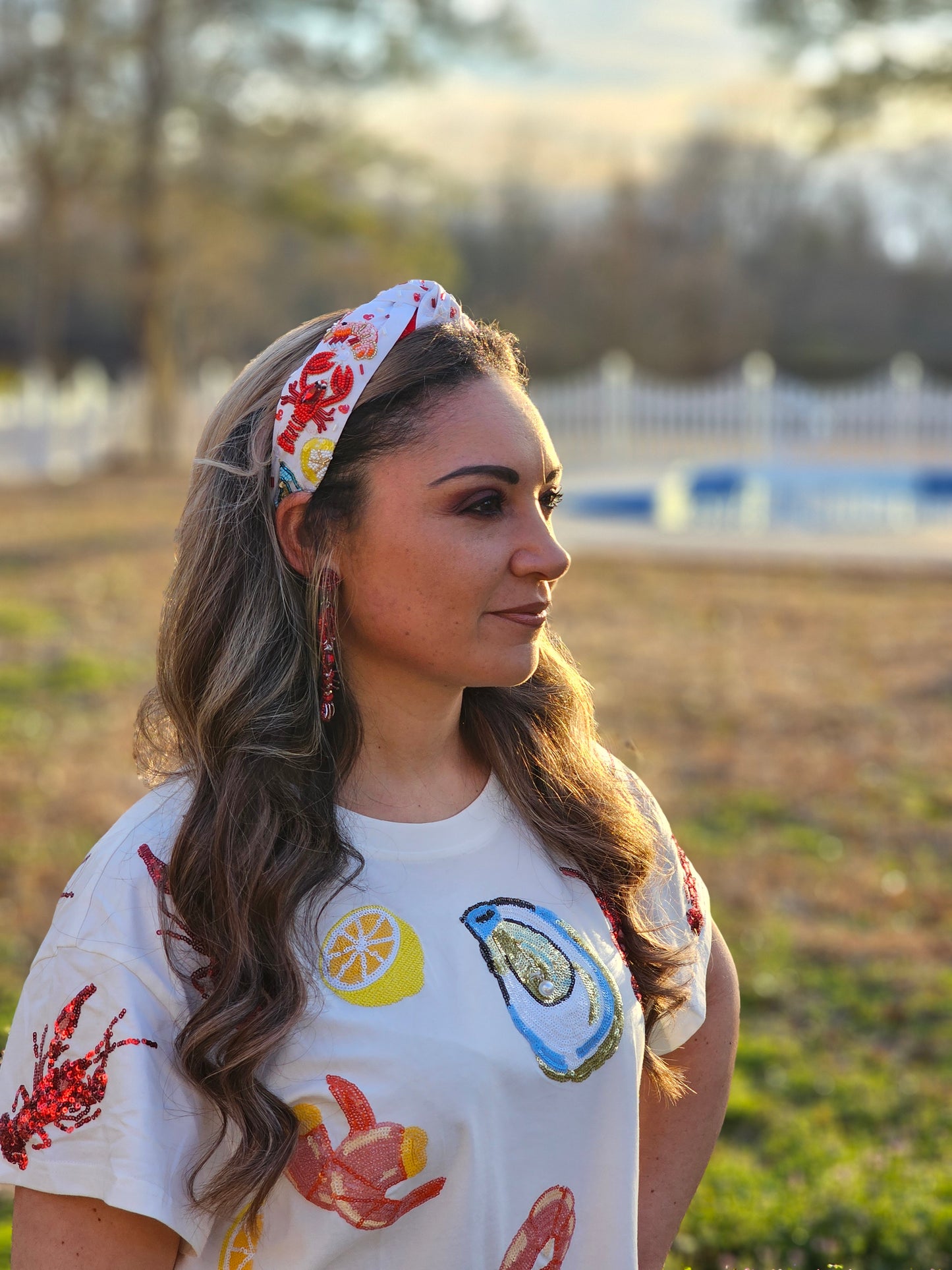 Seafood Lover Beaded and Sequined Headband
