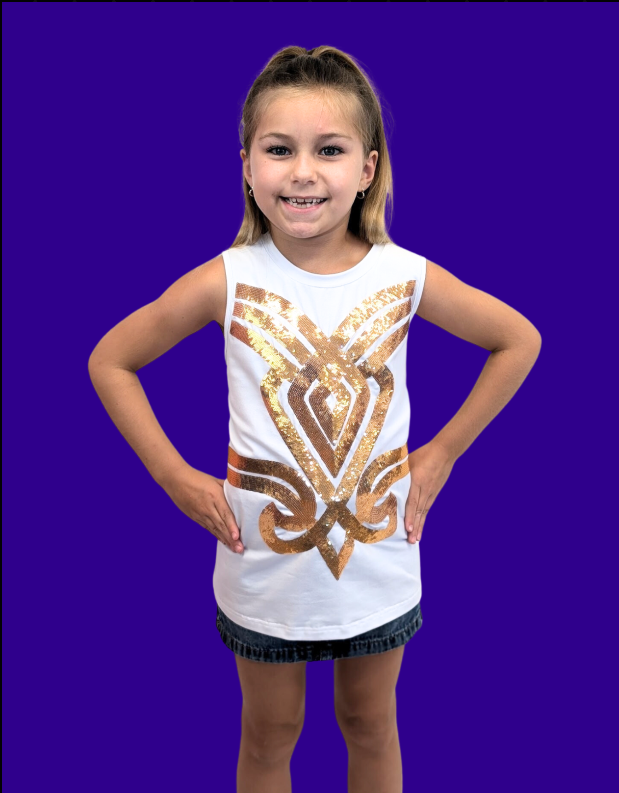 LSU Golden Girl Tank (Licensed) | Youth Sequin Design Tank