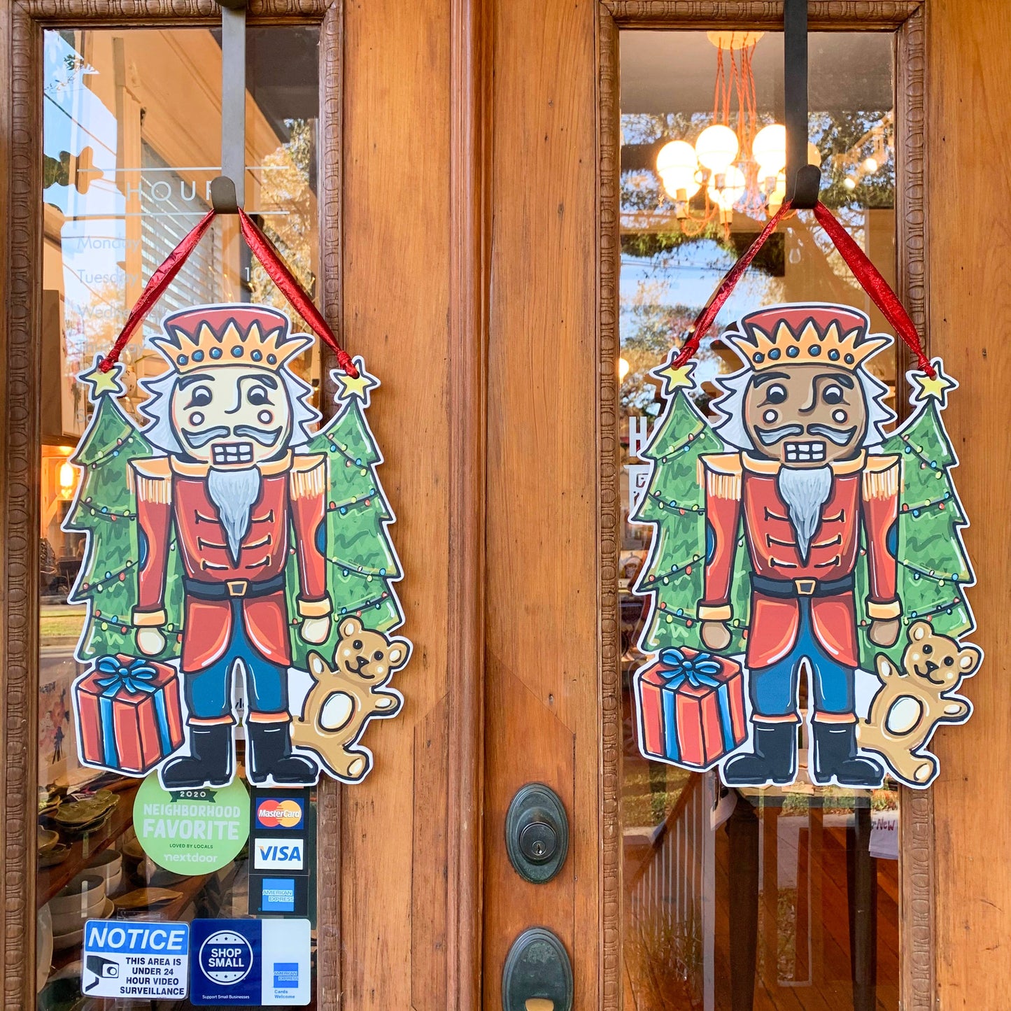 Nutcracker Door Hanger - Christmas Holiday Outdoor Decor: Lighter Skin