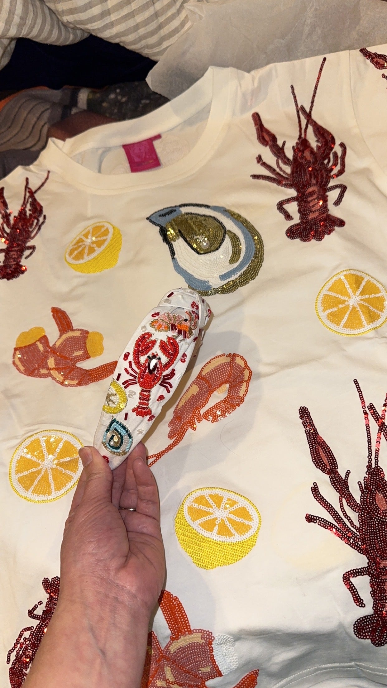 Seafood Lover Beaded and Sequined Headband