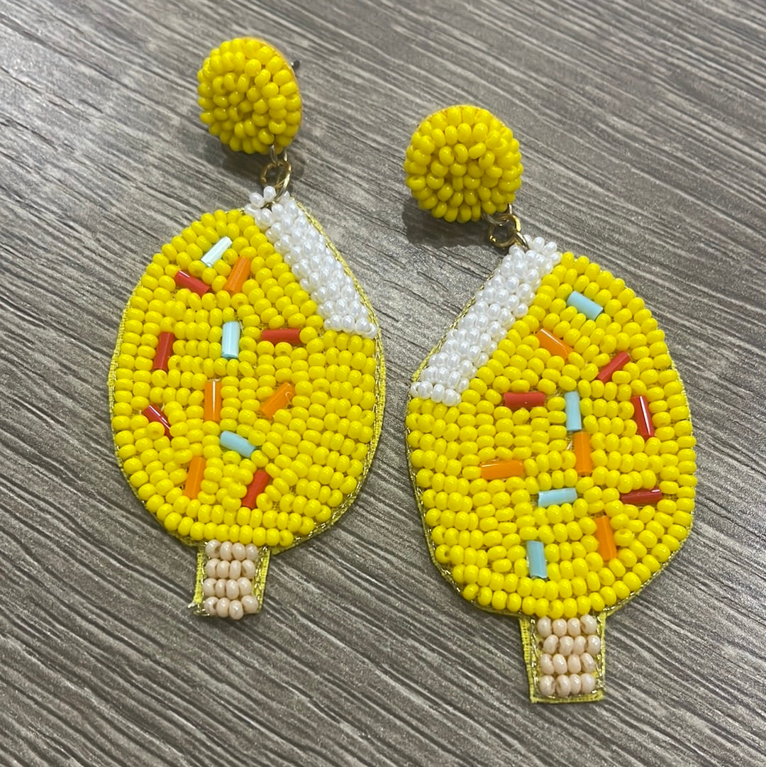 Beaded Vanilla Ice Cream Earrings