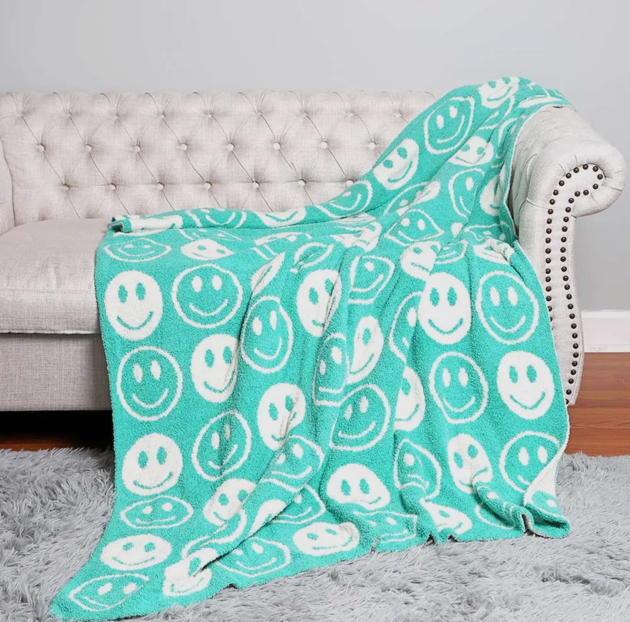 Smiley Face Reversible Throw Blanket 50x60 - Multiple Color Options