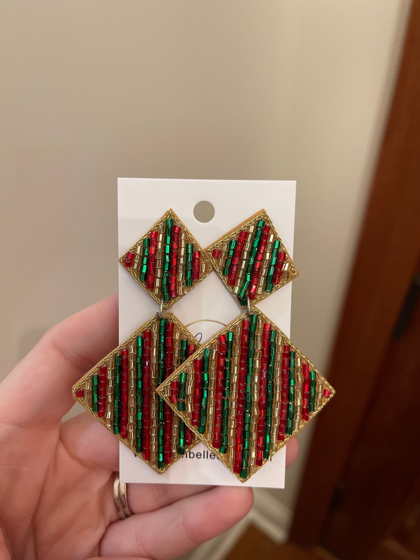 Christmas Diamond Dangles - Red/Green/Gold