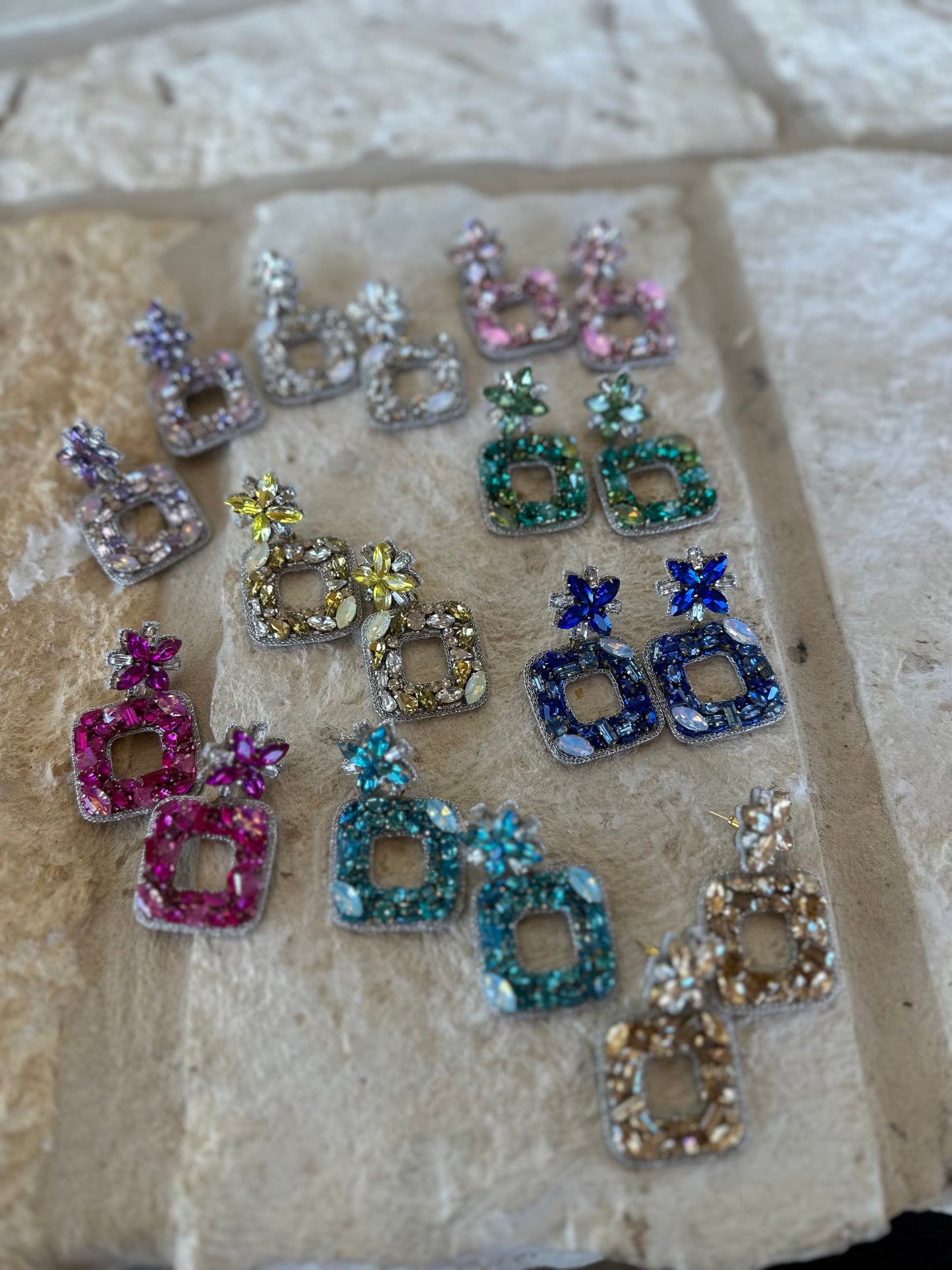 Aurora Clear Gem Dangle Earrings