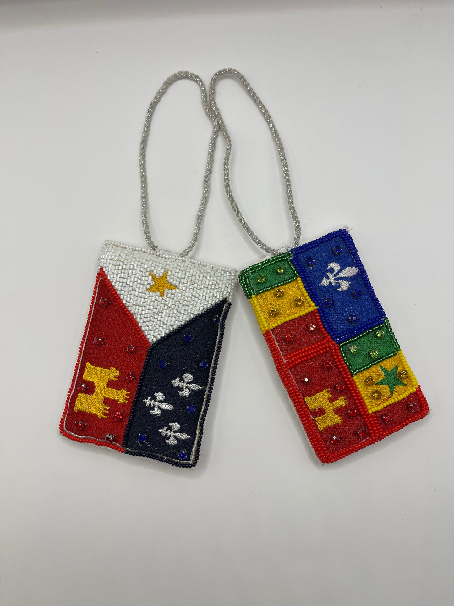 Creole Flag Beaded, Jeweled and Stitched Ornament