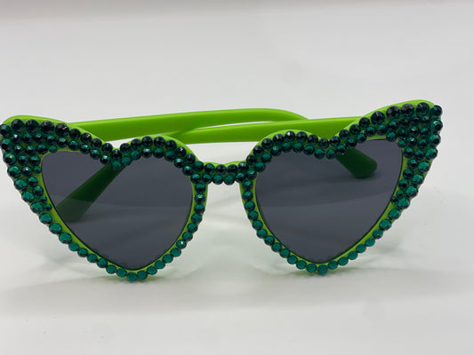 Green Heart Shaped Jeweled Sunnies