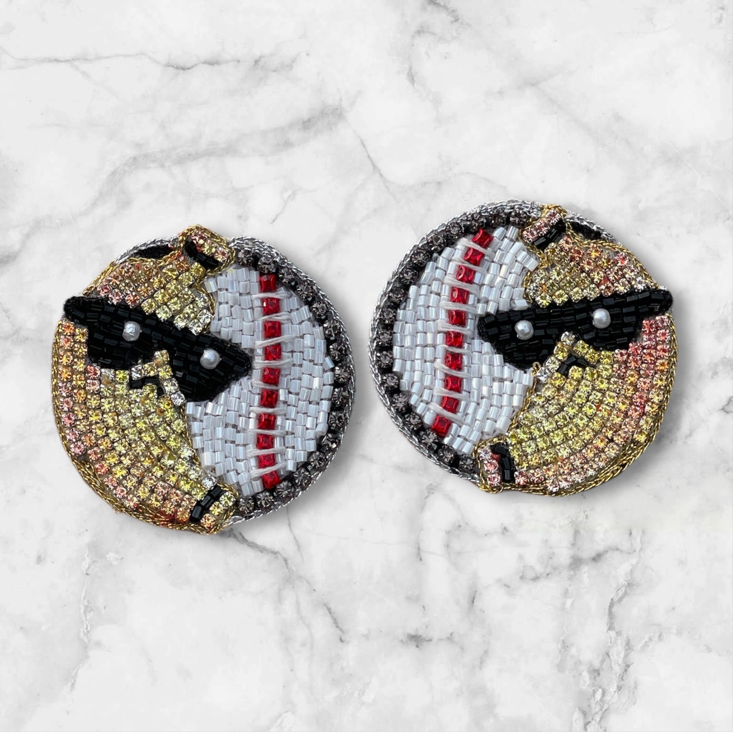 Banana Ball Jeweled Stud Earrings