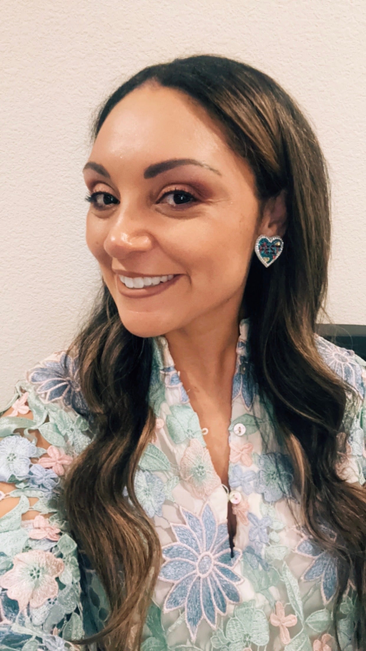 “FEST” Festival Heart Shaped Beaded and Jeweled Stud Earrings