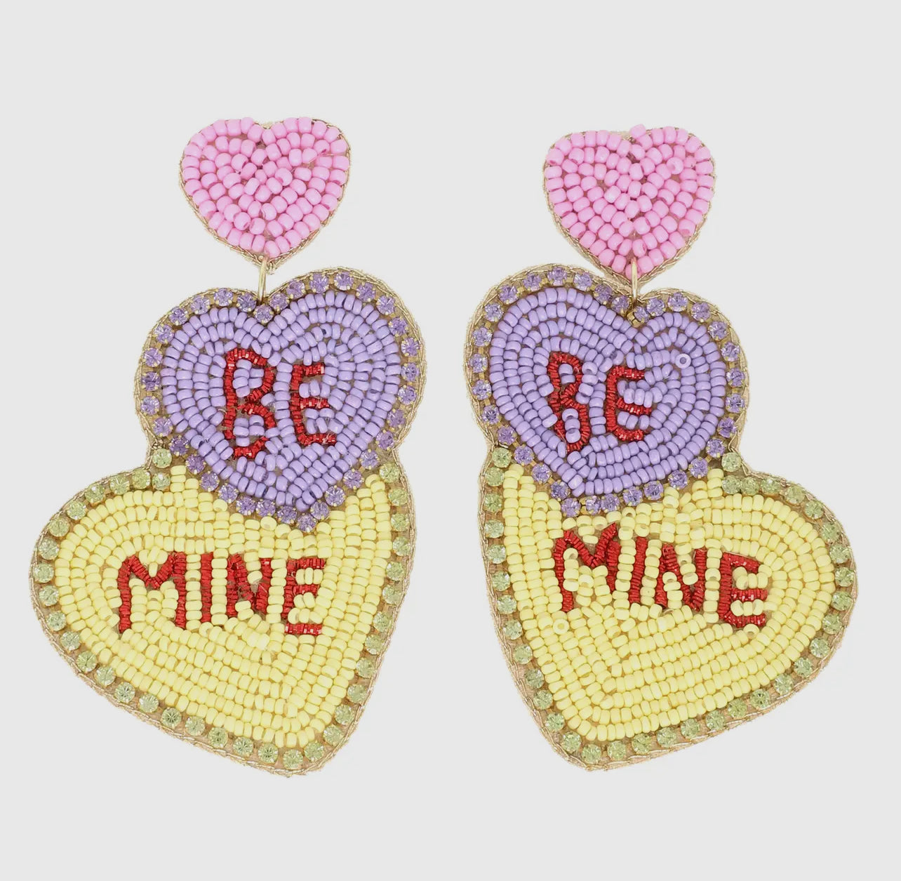 VIOLA BE MINE MULTI-COLOR TRIPLE HEART SEED BEAD EARRINGS