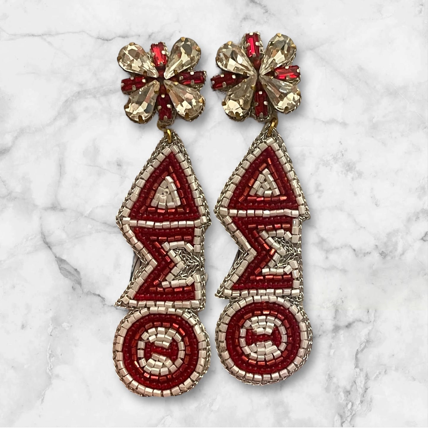 DST Delta Sigma Theta Beaded Dangle Earrings