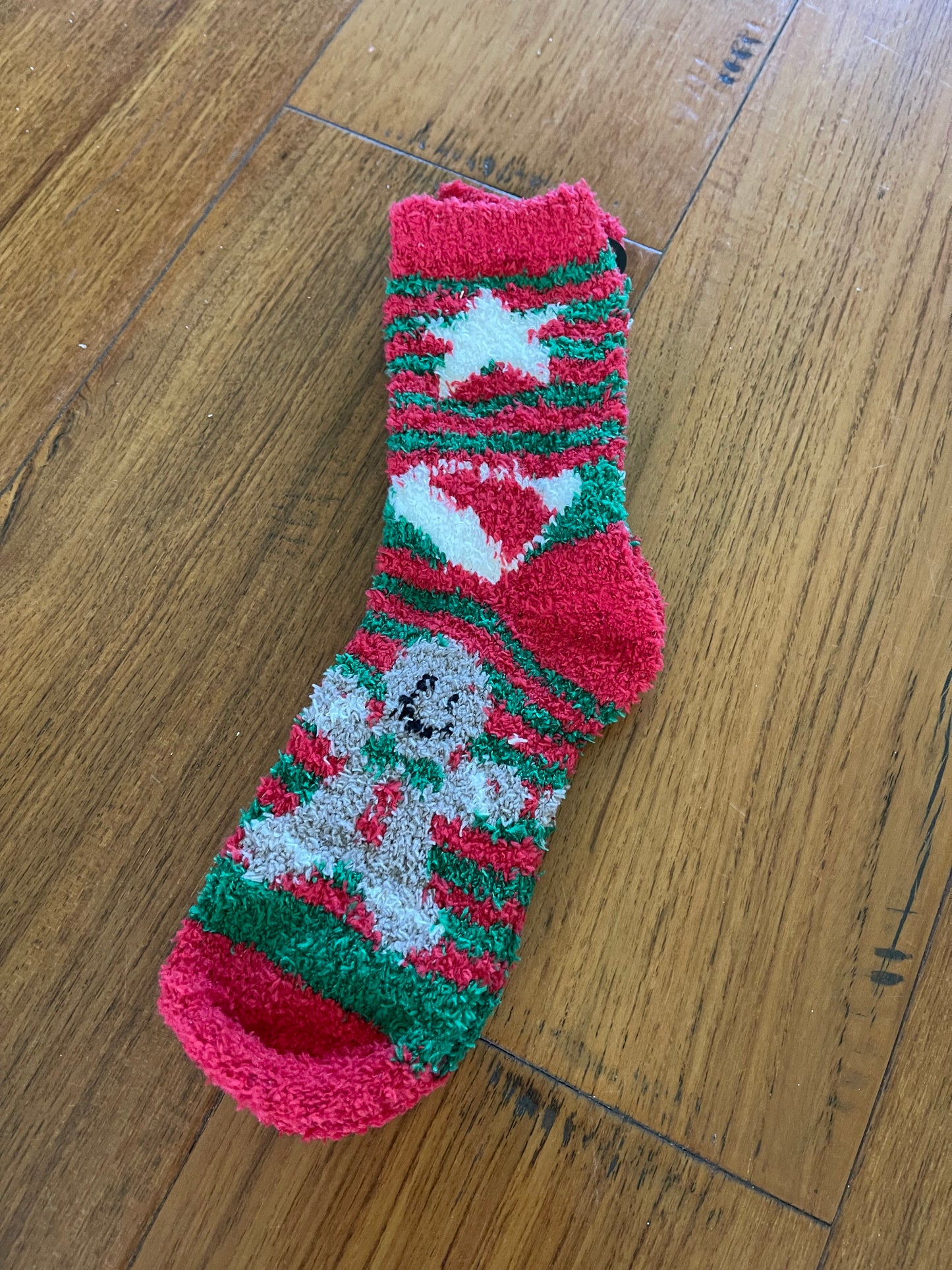 Fuzzy Christmas Socks - Gingerbread Men