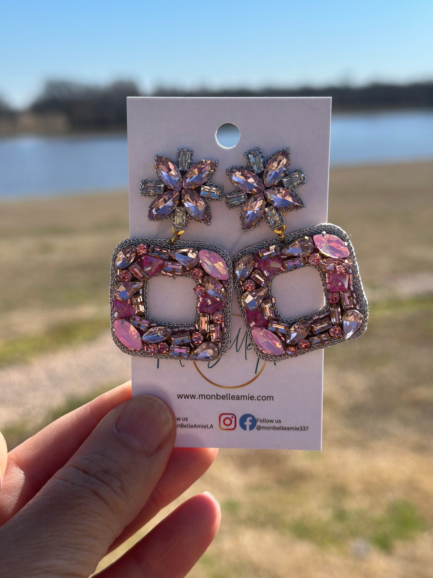 Aurora Light Pink Gem Dangle Earrings