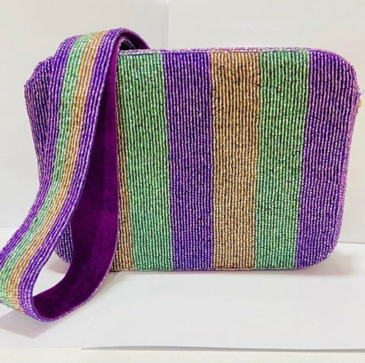 Striped Mardi Gras Box Shoulder Bag/Purse