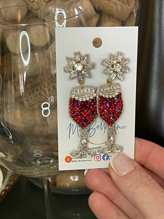 Red Wine Glass Dangle Earrings