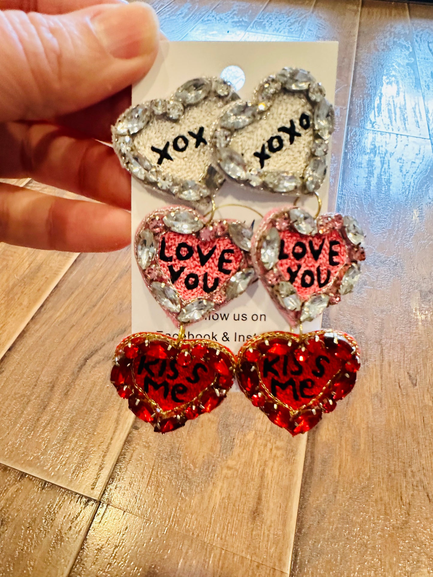 3 Hearts Dangle Earrings