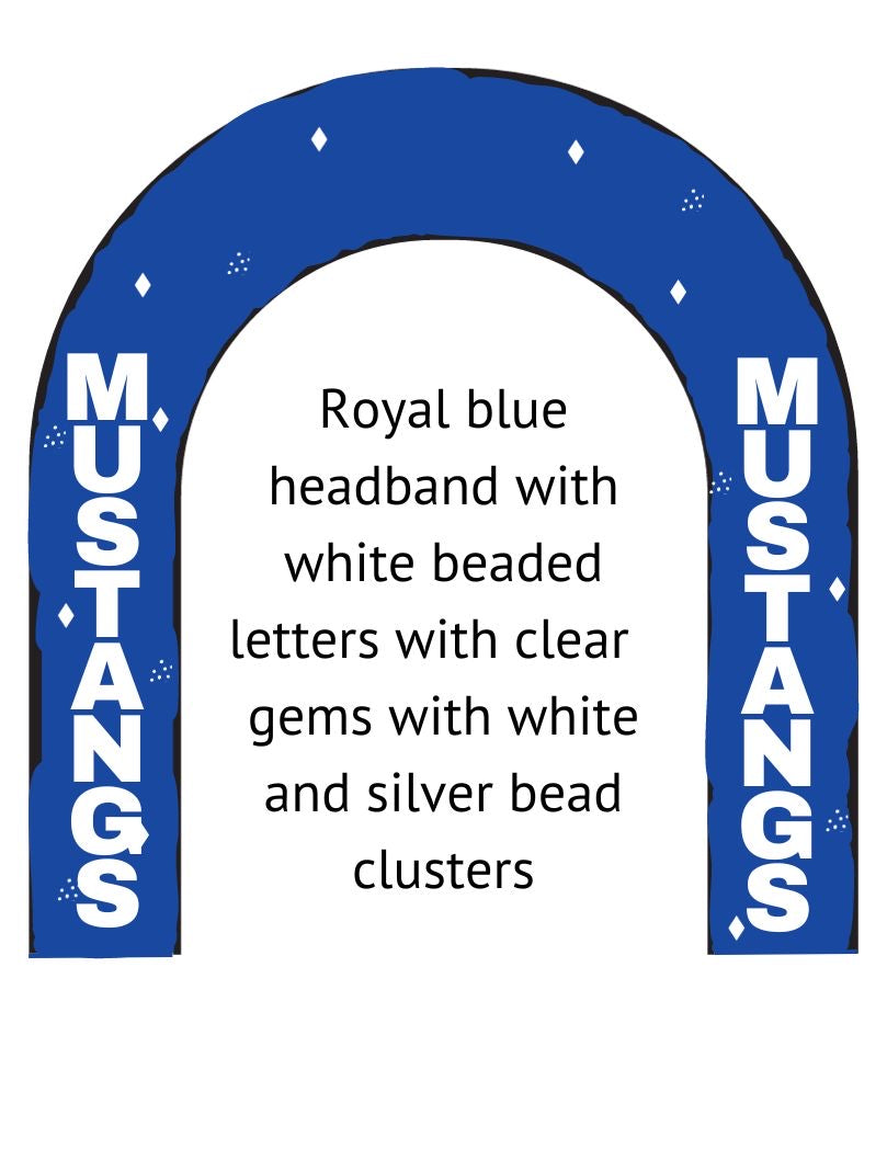 Friendswood - Blue Beaded Mustangs Headband #2 - PRE-ORDER