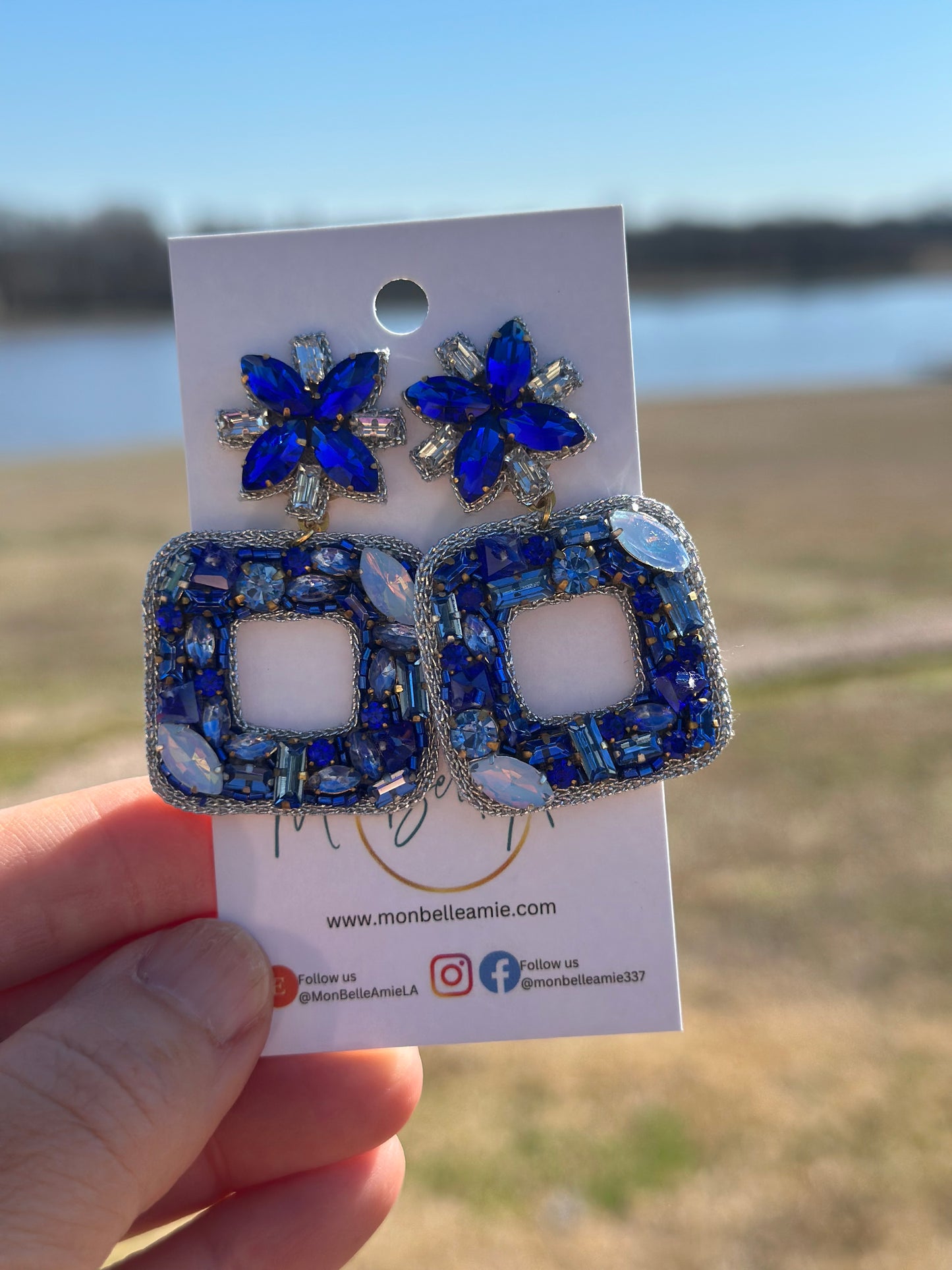 Aurora Royal Blue Gem Dangle Earrings