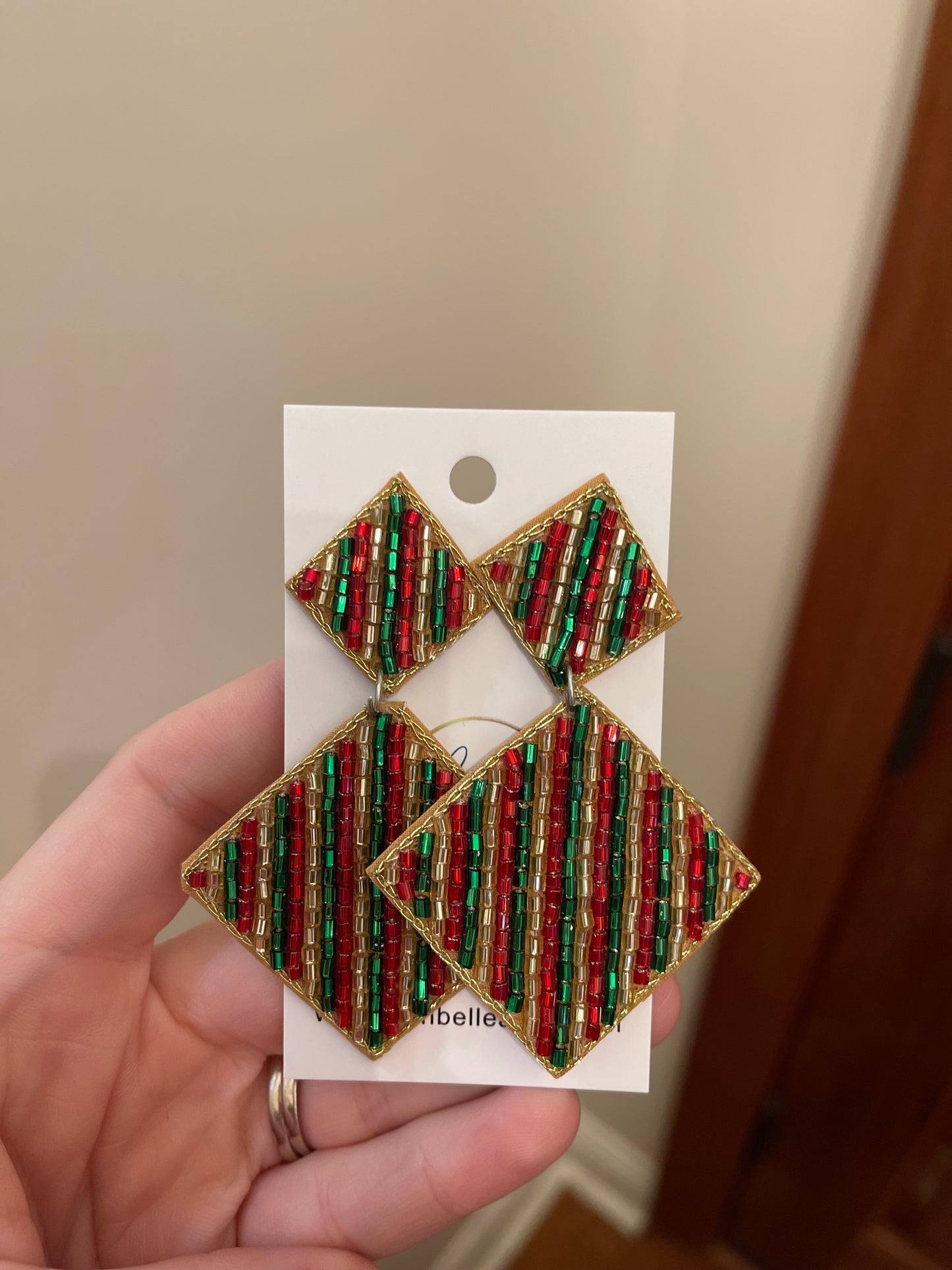 Christmas Diamond Dangles - Red/Green/Gold