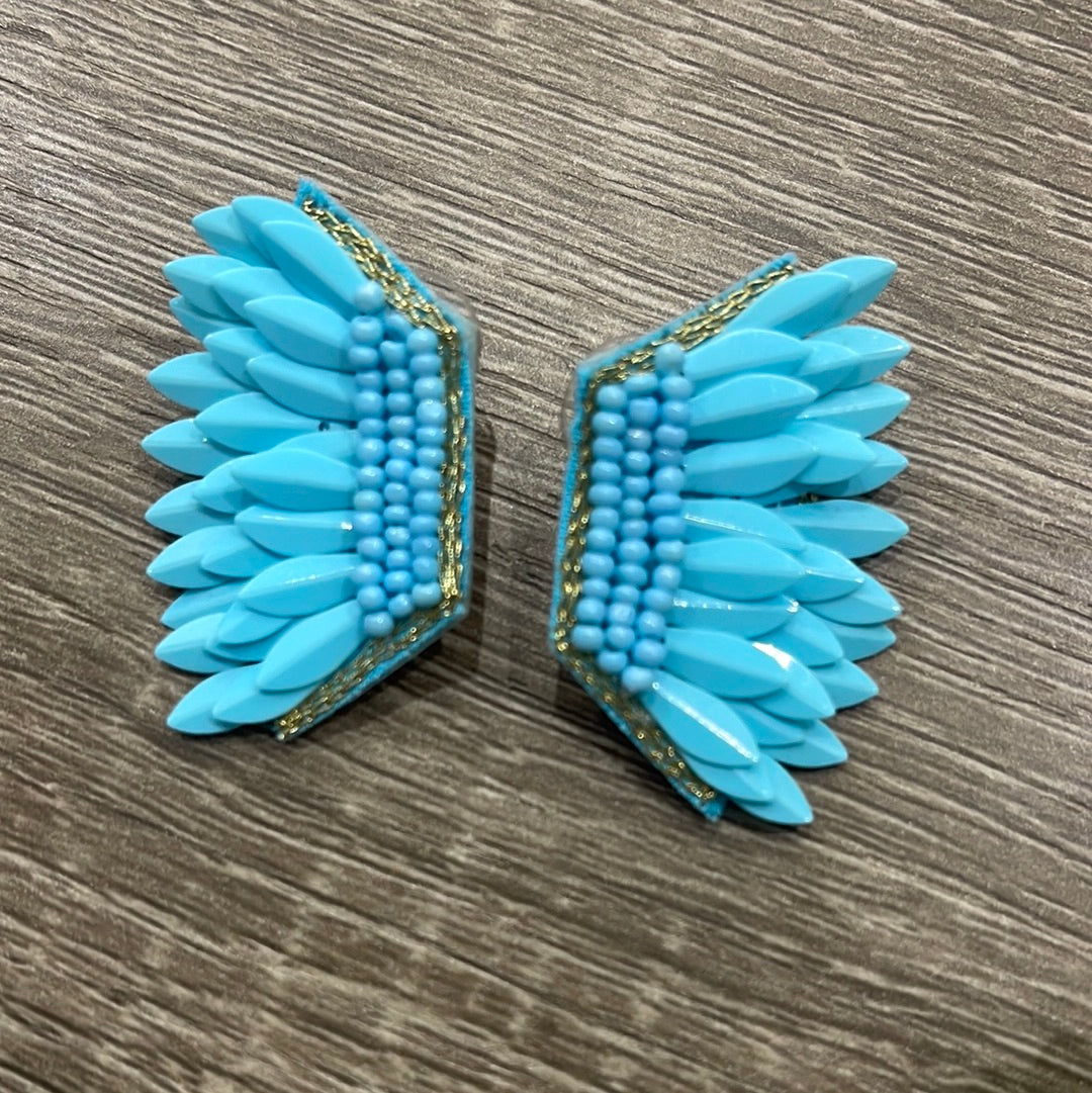 Light Blue Wing Stud Earrings