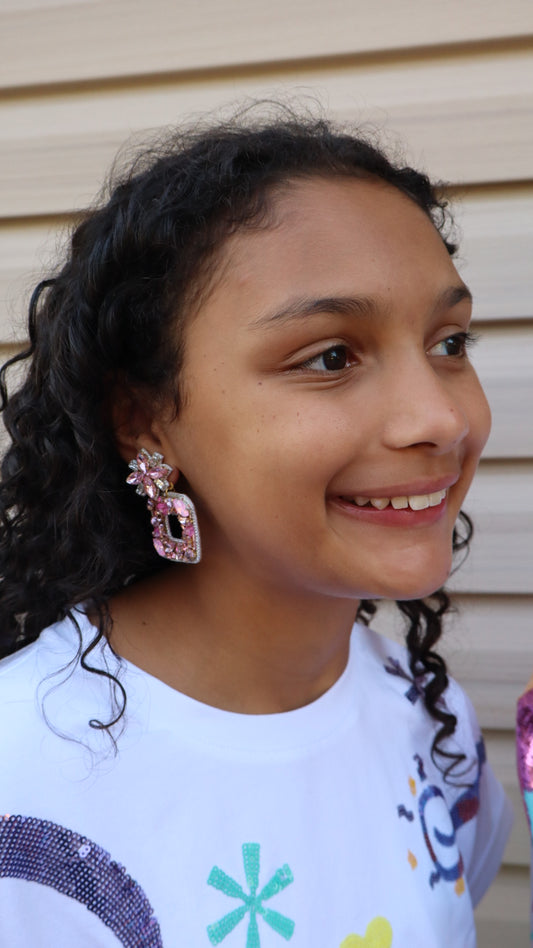 Aurora Light Pink Gem Dangle Earrings