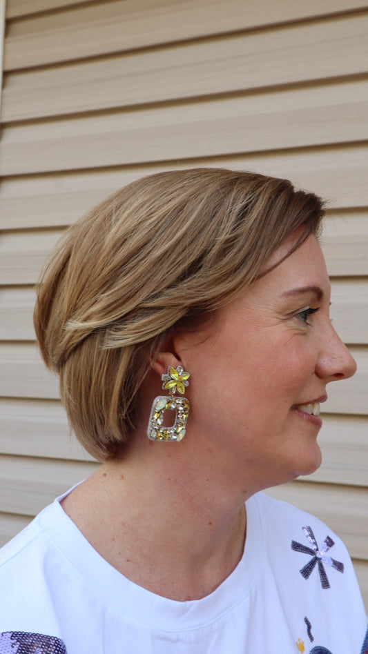 Aurora Yellow Gem Dangle Earrings
