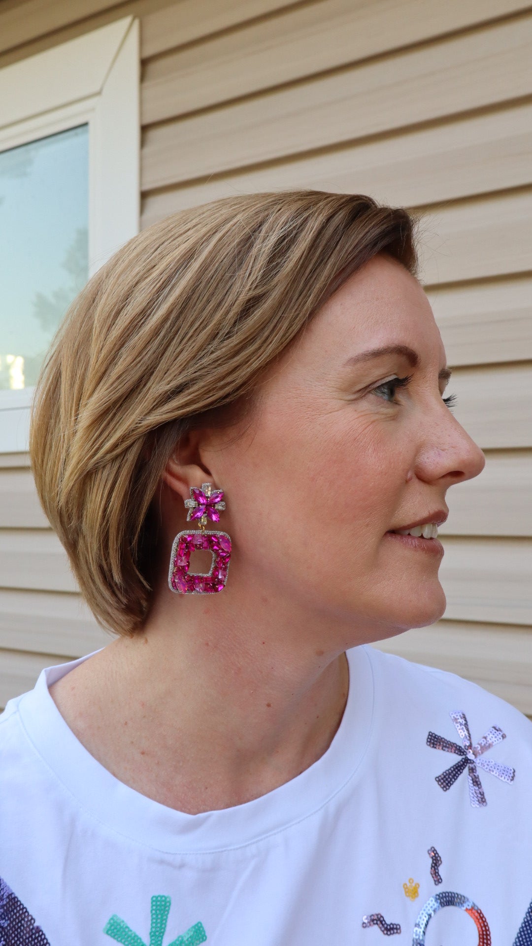 Aurora Hot Pink Gem Dangle Earrings