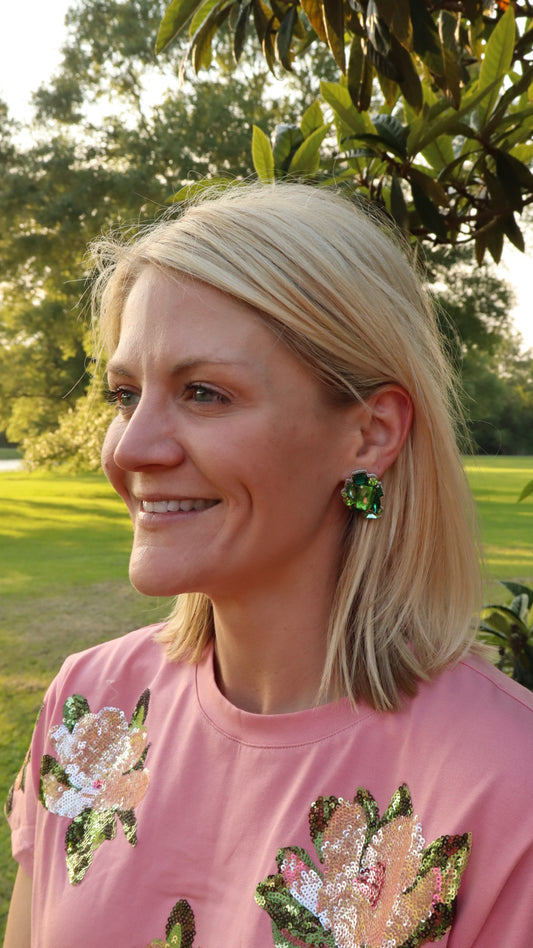 Celeste Green Gem Studs
