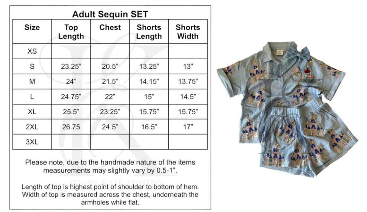ADULT Sequin Castle SHORTS with pockets