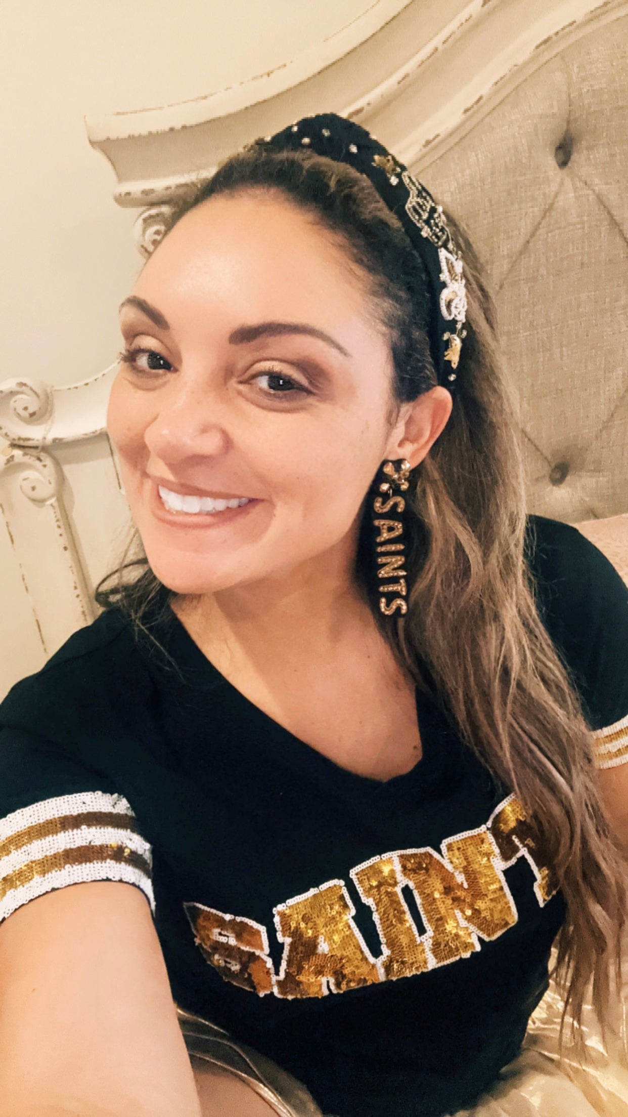 Stitched and Jeweled Saints Earrings