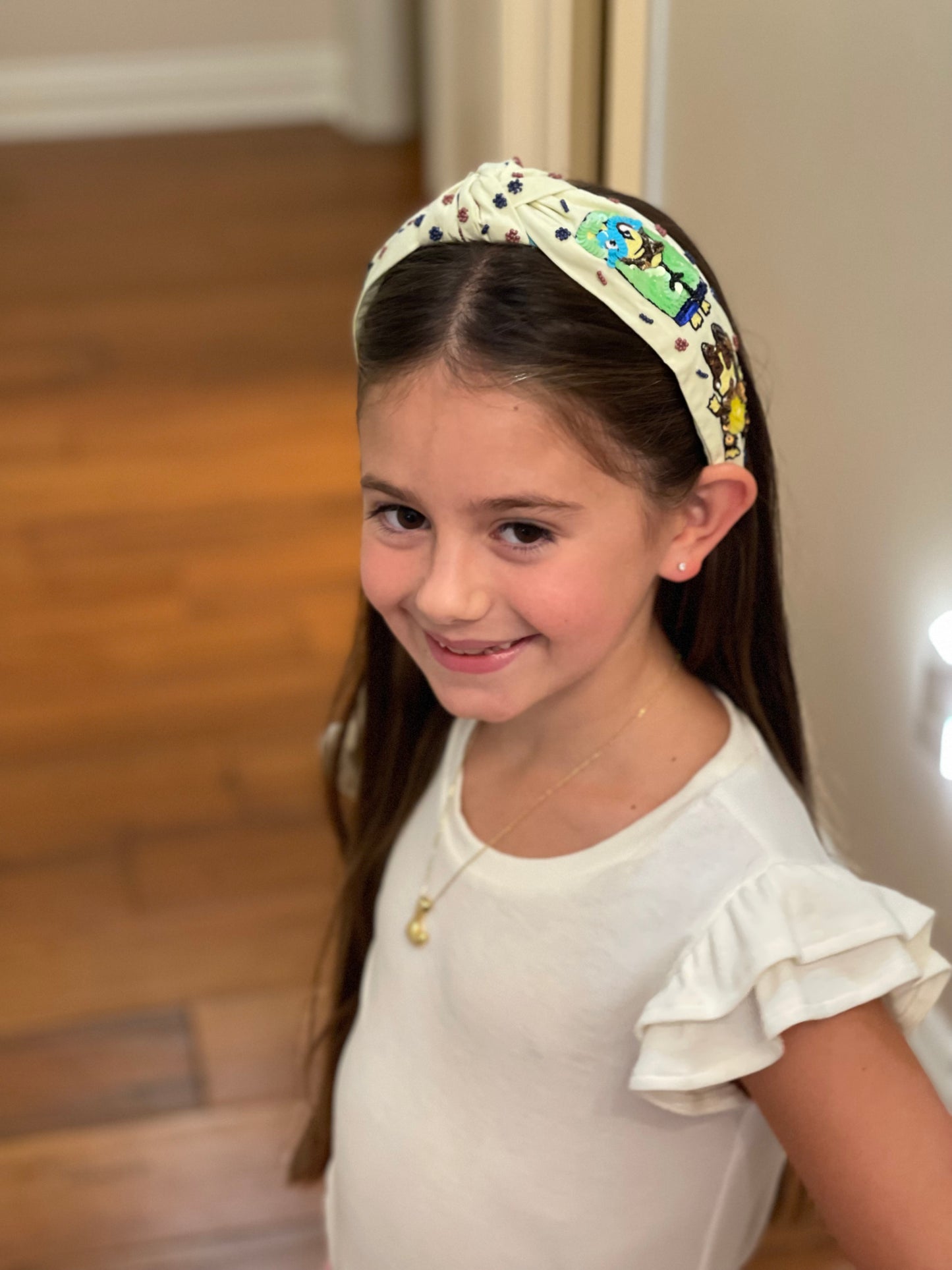 Little Blue Dog Beaded Headband