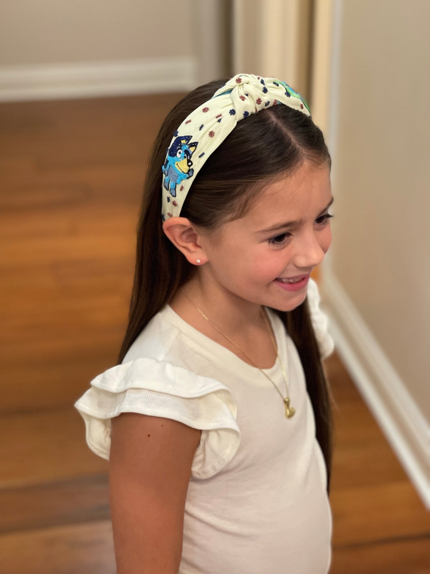 Little Blue Dog Beaded Headband