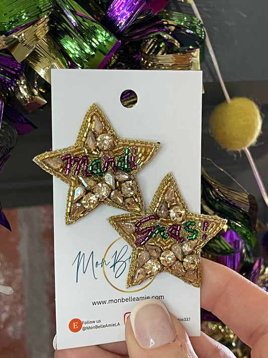 Mardi Gras Star Stud Earrings