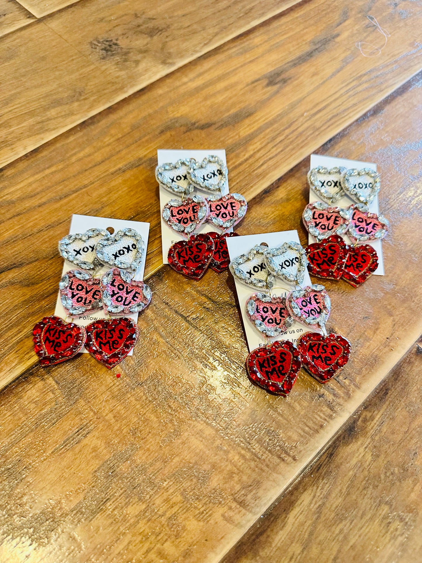 3 Hearts Dangle Earrings